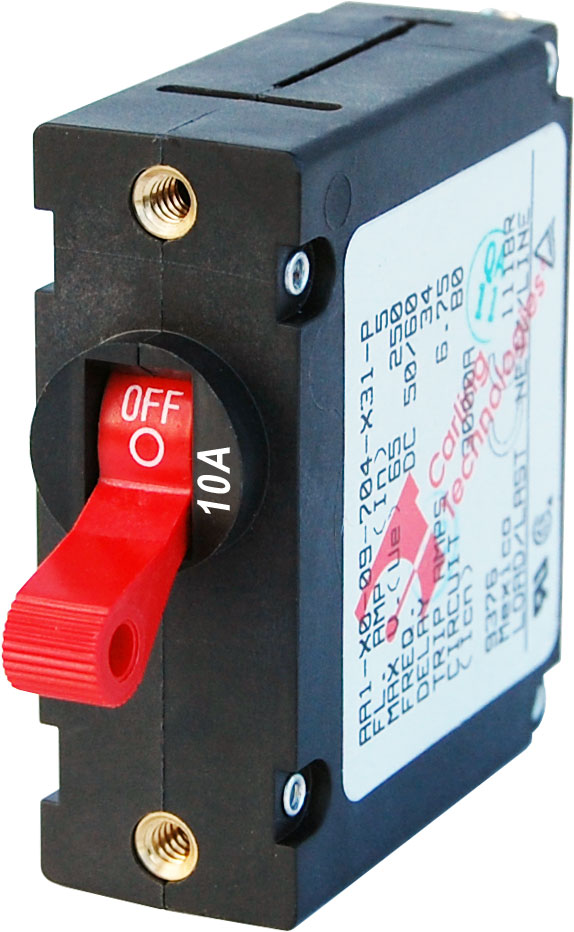 Blue Sea 7205 Circuit Breaker AA1Toggle 10A with Red Toggle