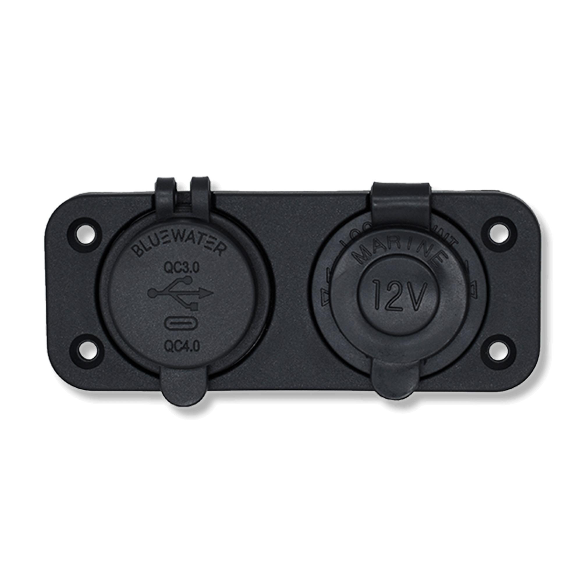 Bluewater USB/USB-C & 12V Combo Receptacle w/Dual Plate