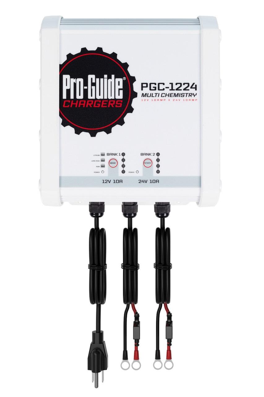 Pro-Guide Batteries Pro-Guide PGC-1224 2-Bank 1x12V/10A Lead Acid/LiFePo4 and 1x24V 10A LiFePO4 On Board Charger, IP68