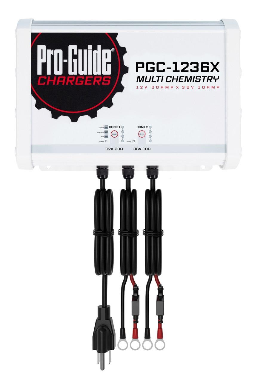 Pro-Guide Batteries Pro-Guide PGC-1236X 2-Bank 1x12V/20A Lead Acid/LiFePo4 and 1x36V 10A LiFePO4 On Board Charger, IP68